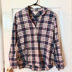 J Crew plaid popover shirt